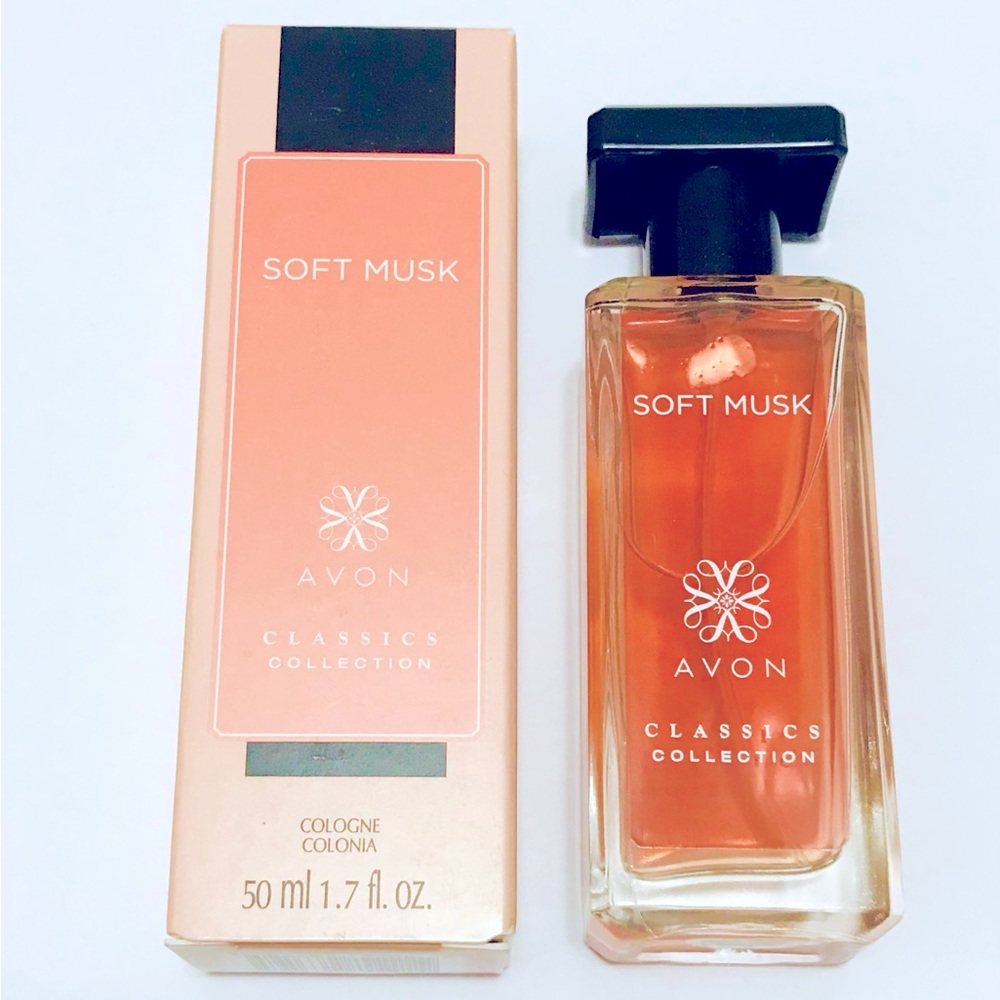 Avon Soft Musk Perfume with Peach and Black Accents
